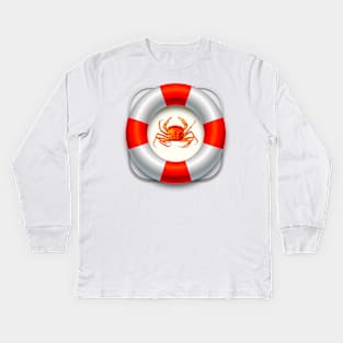 Crab in lifebuoy Kids Long Sleeve T-Shirt